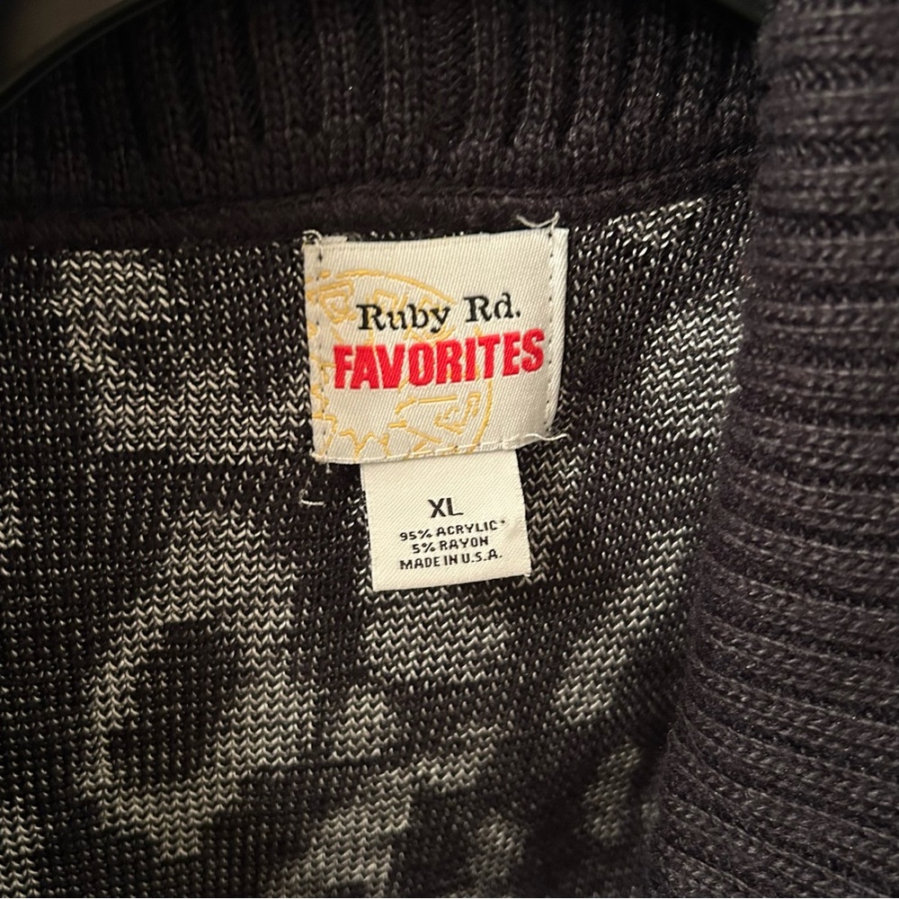 Ruby Rd Black And Gray Leopard Print Sweater Size… - image 3